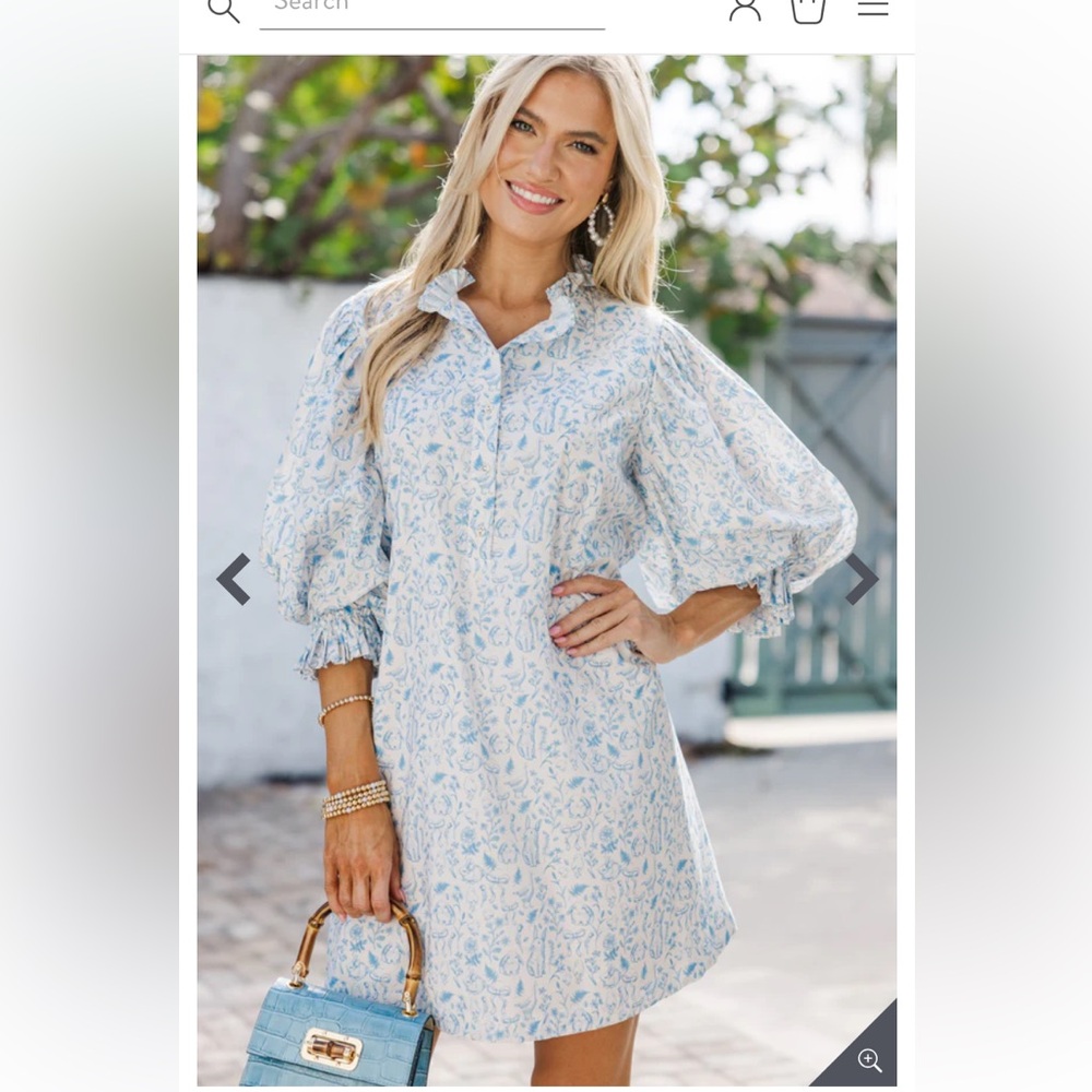The Mint Under The Stars Light Blue Toile Tie Back Dress